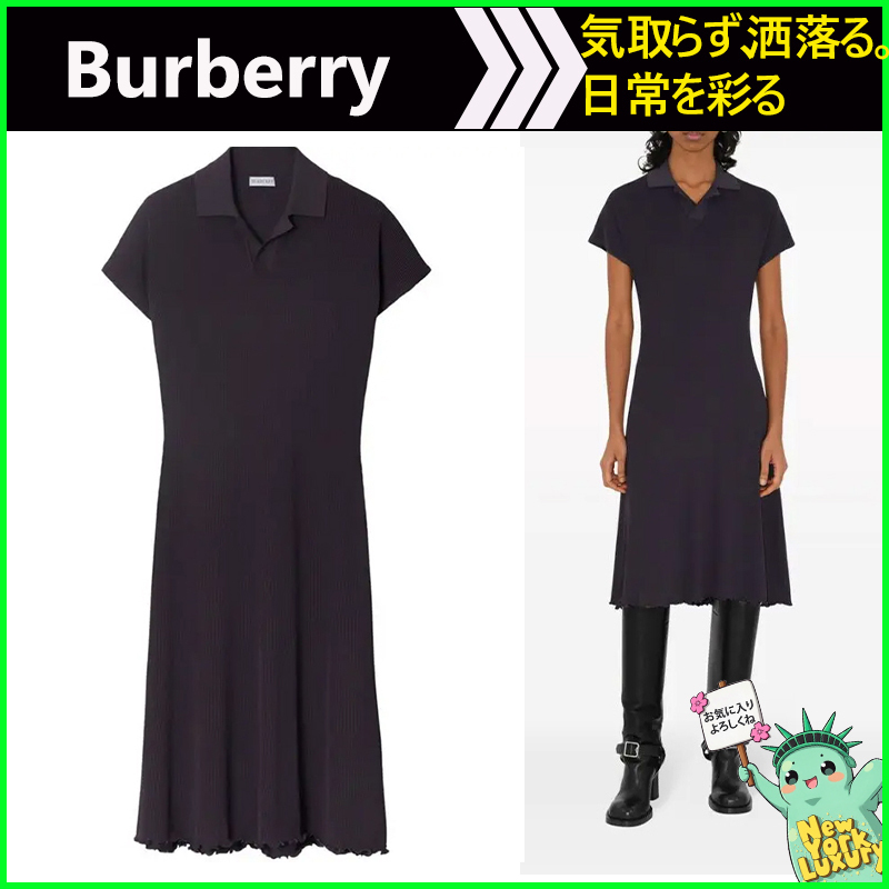 Burberry★素敵！Plum Purple Stretch Short Sleeve Polo Dress