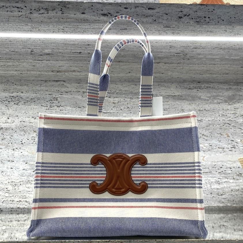 CELINE ストライプ トートバッグ_Cavas