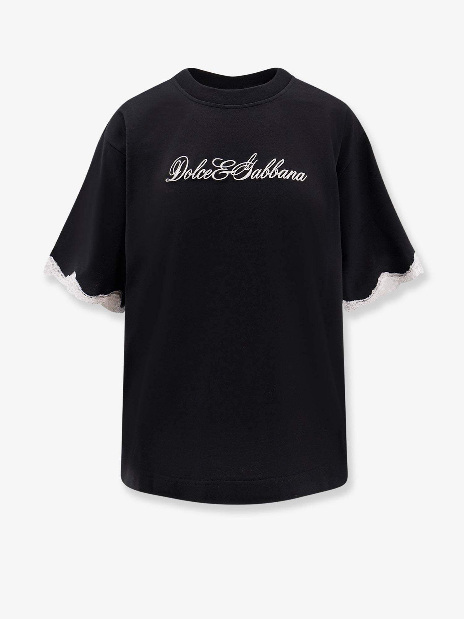 【関税&送料込】Dolce & Gabbana Cotton T-Shirt With Lace Det