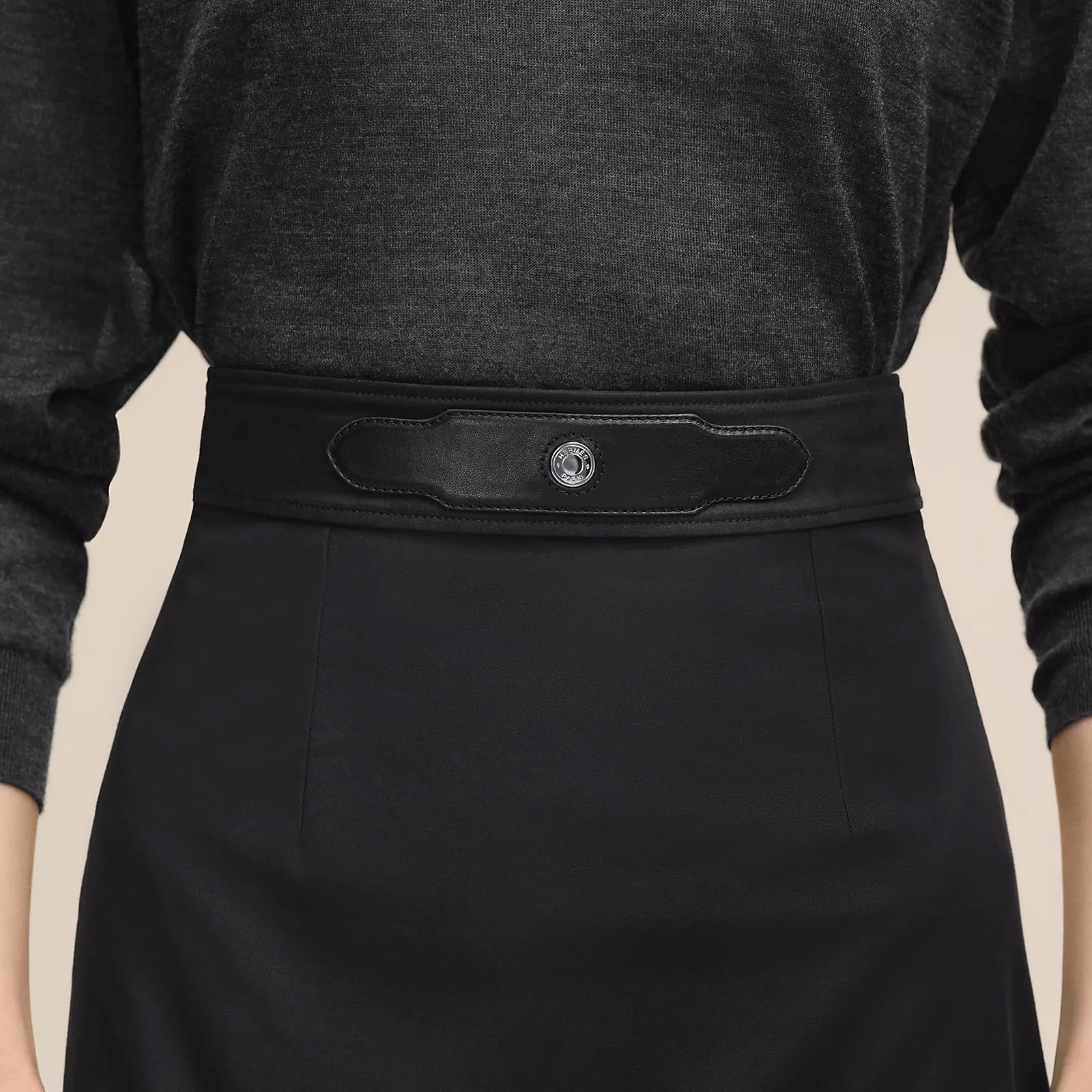 HERMES 25AW 《レザーディティール ミニスカート》コットン 直営
