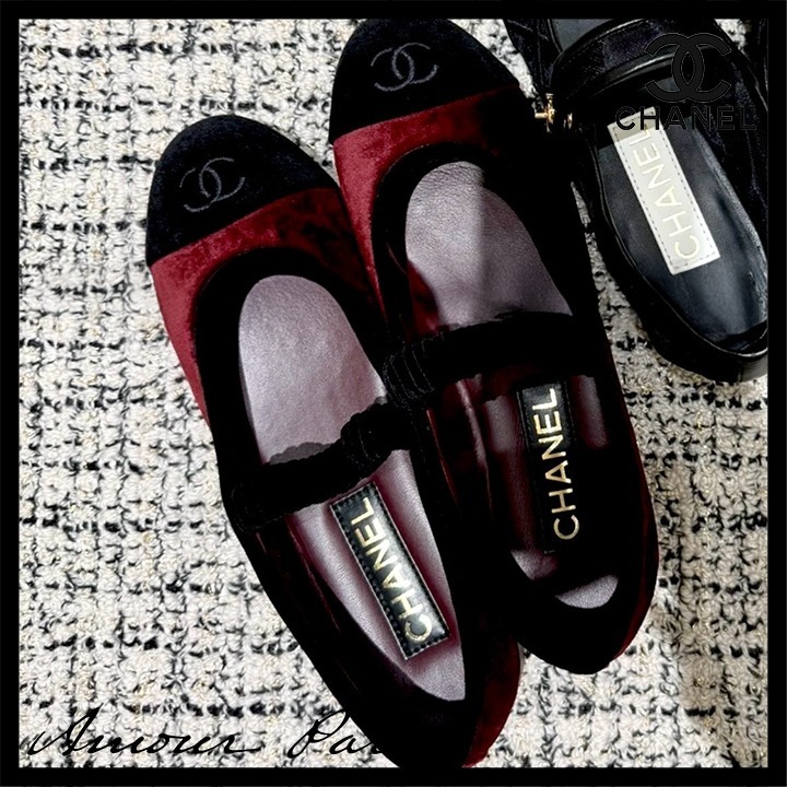 【25A♪ベルベット】CHANEL フラットシューズ メリージェーン