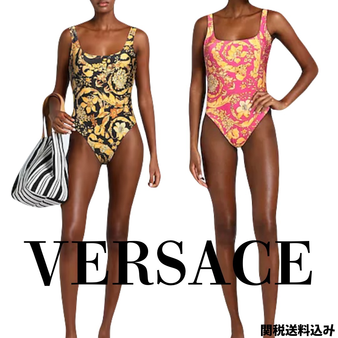 【VERSACE】バロック 花柄プリント ワンピース 水着