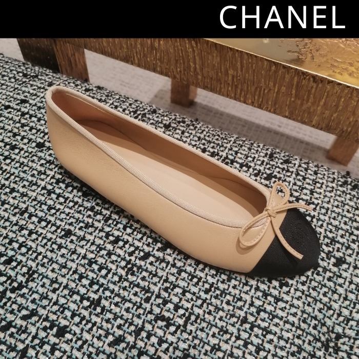 CHANEL シャネル バレエシューズ バレリーナ ベージュ リボン