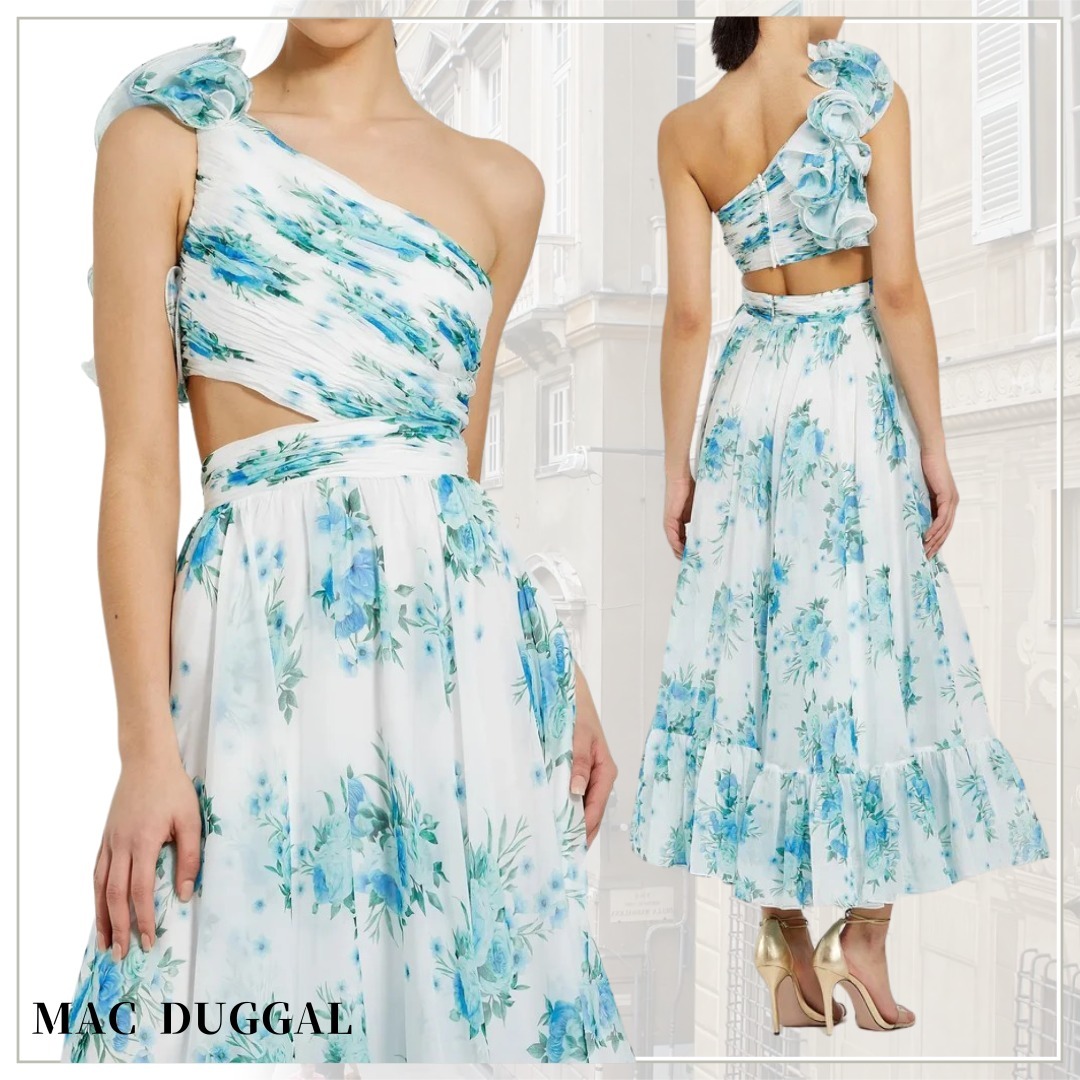 品を纏う【Mac Duggal】ワンショルダー ラッフル カットアウト