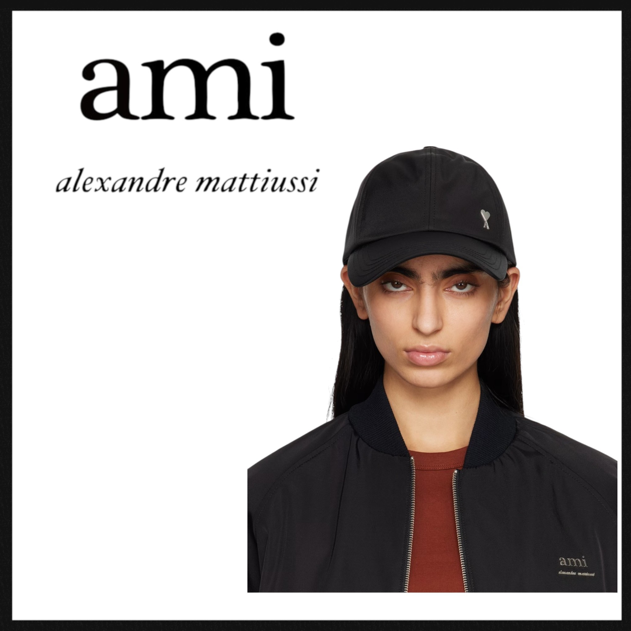 AMI Paris Ami de Coeur Stud 撥水ナイロン x コットンキャップ