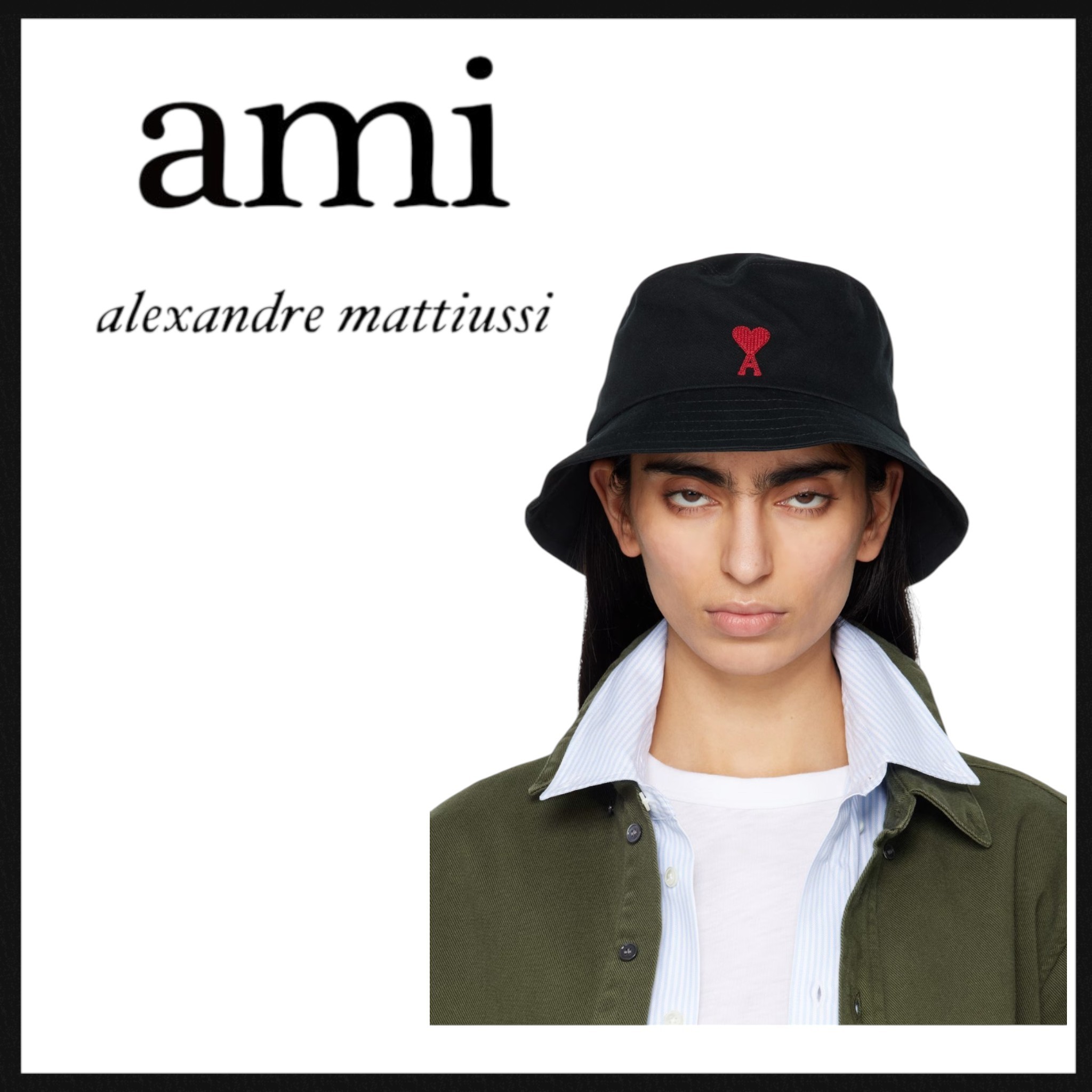 AMI Paris  Ami de Coeur Embroidery コットン バケットハット