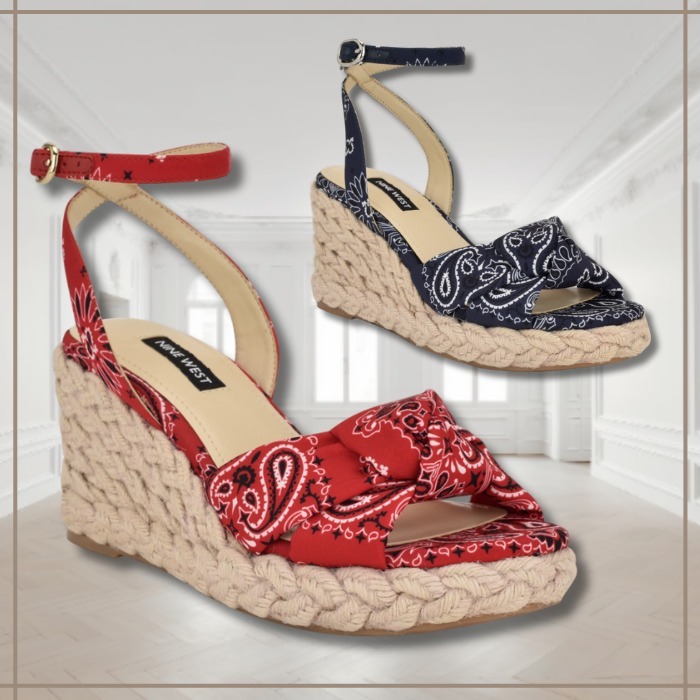 完売必至★【NINE WEST】Dotime バンダナ ウェッジ サンダル
