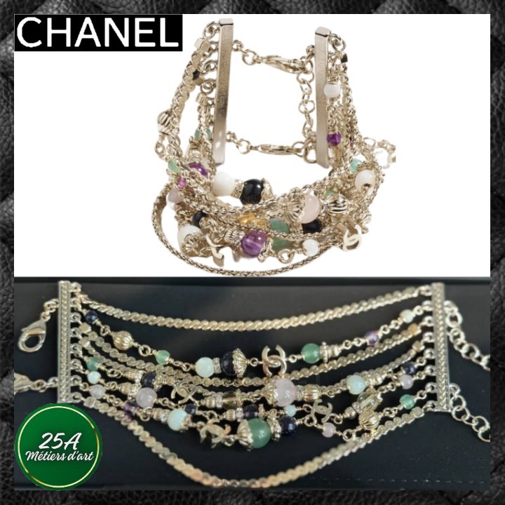 ☆天然石 ゴージャス☆【CHANEL】チェーンブレスレット ゴールド