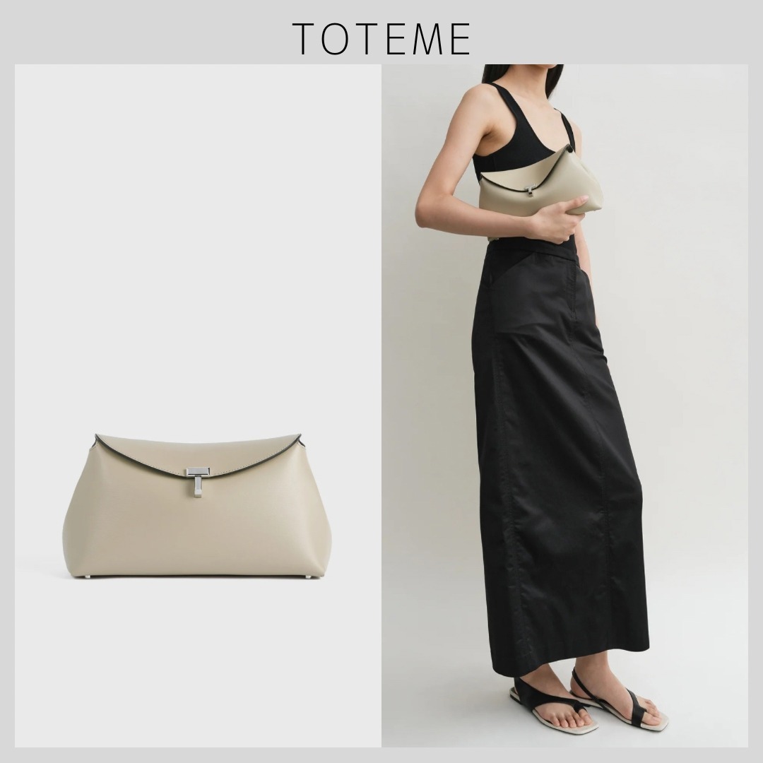 【TOTEME】Tロックレザークラッチ ファウン 大人エレガント