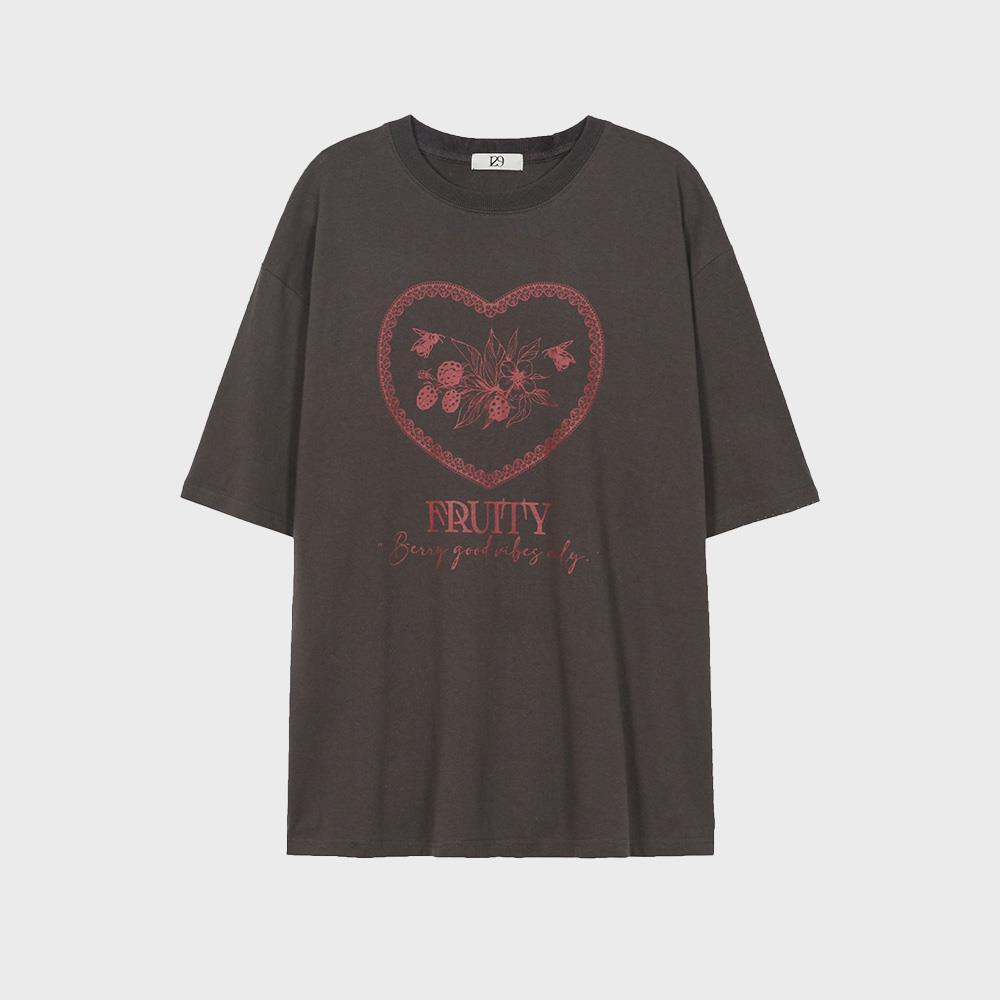 ★ILLIGO★ Fruity Vintage Overfit T-Shirt Charcoal
