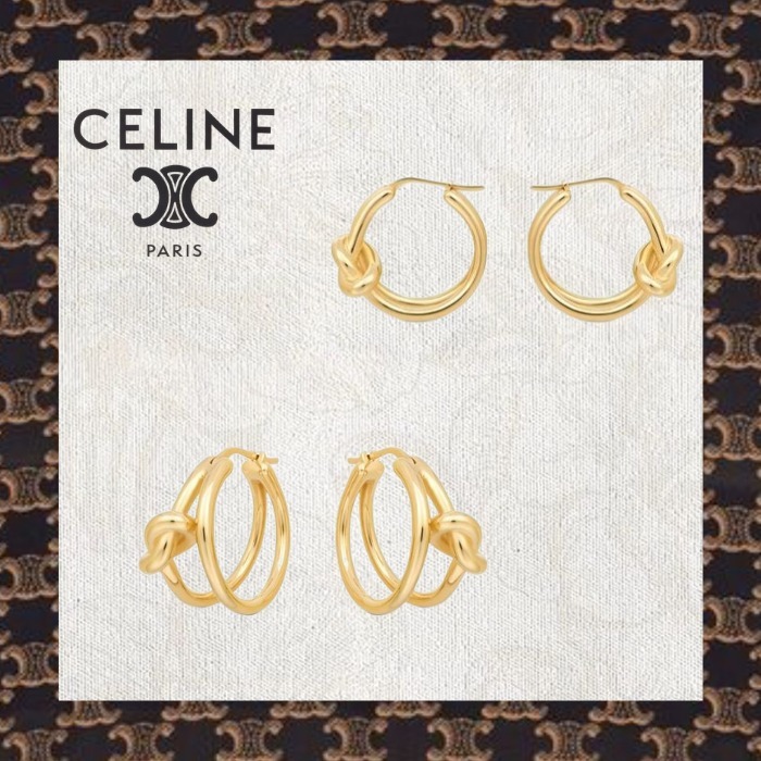 CELINE ノット ダブル フープ ピアス 461FX6BRA35OR