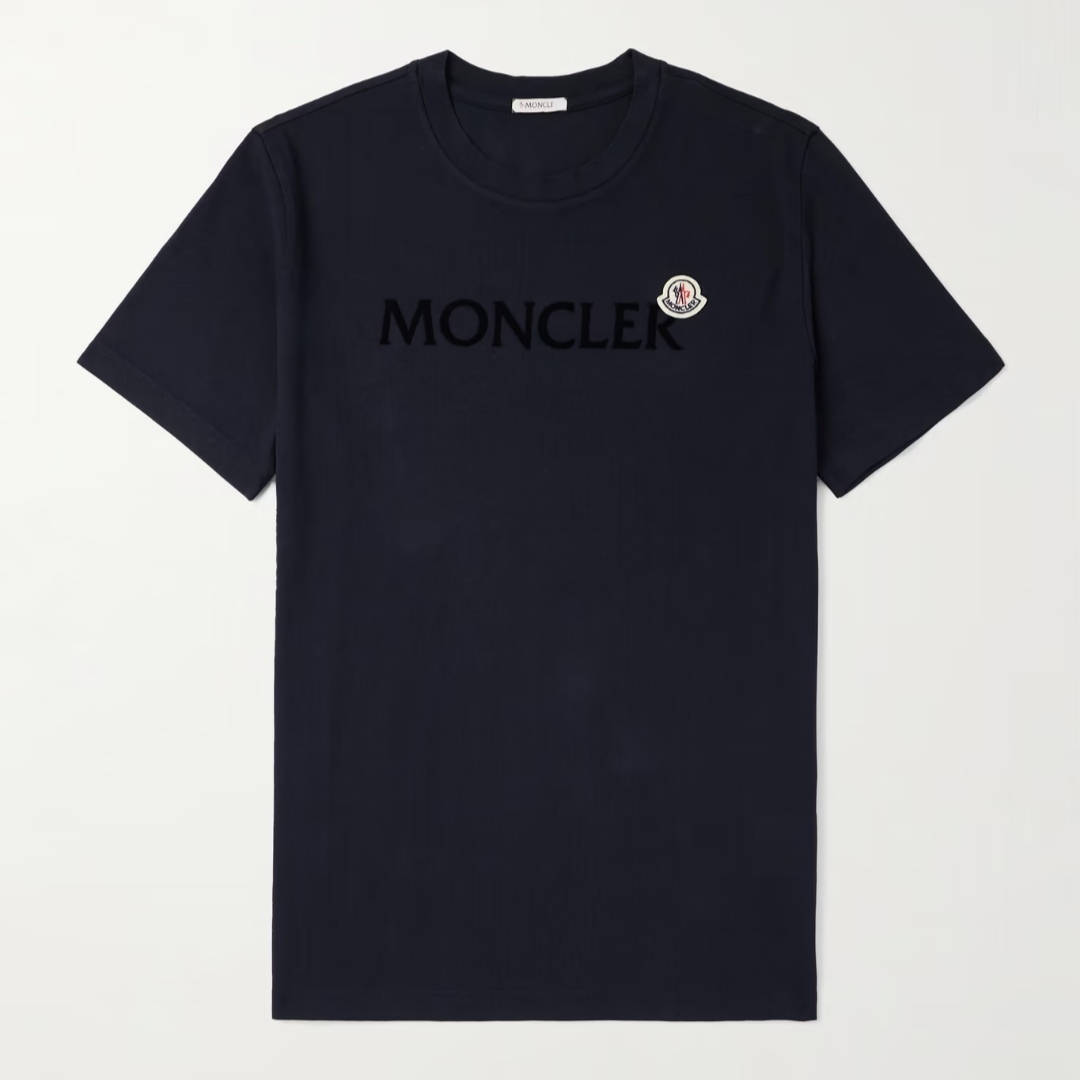 MONCLER モンクレール＊ Tシャツ フロック加工ロゴ入り