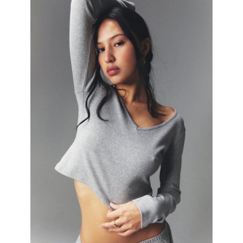 ◆GLOWNY◆ G CLASSIC VNECK LONG SLEEVE GRAY 23T0029