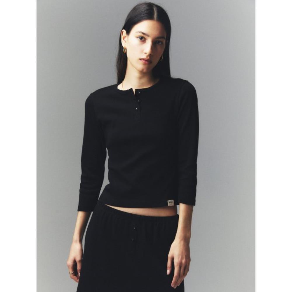 ◆GLOWNY◆ 34 BUTTON FLY TEE BLACK 23T0013