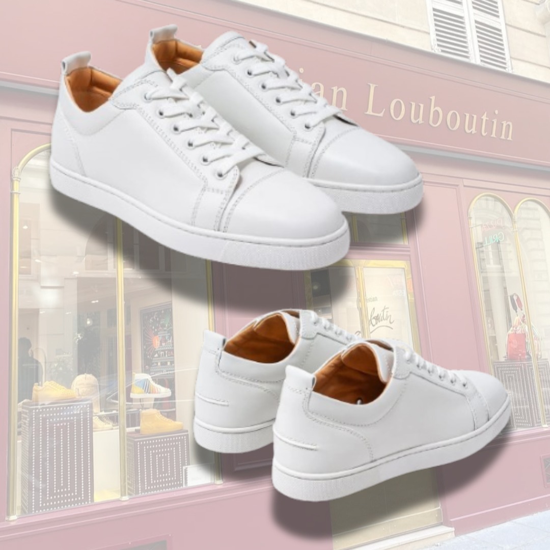 関税送料込【Christian Louboutin】ホワイトレザースニーカー