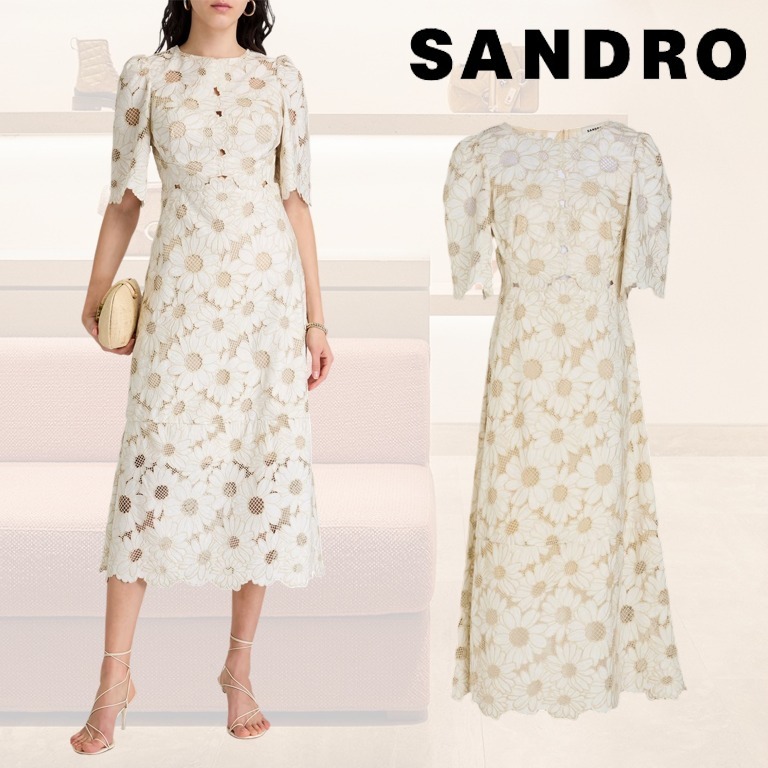 SANDRO(サンドロ) レース ミディワンピース メタリック
