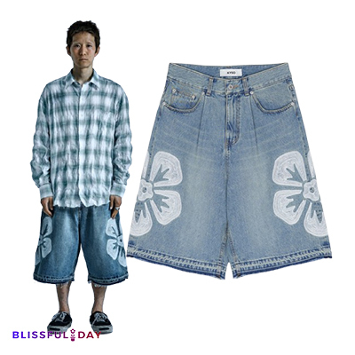 ハーフ・ショートパンツ [KYSO] Flower Bermuda Denim