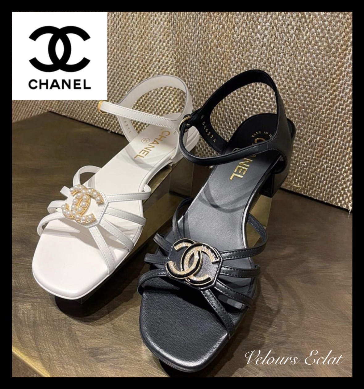 CCマークで華やかに【CHANEL】ストラップ ローヒール サンダル