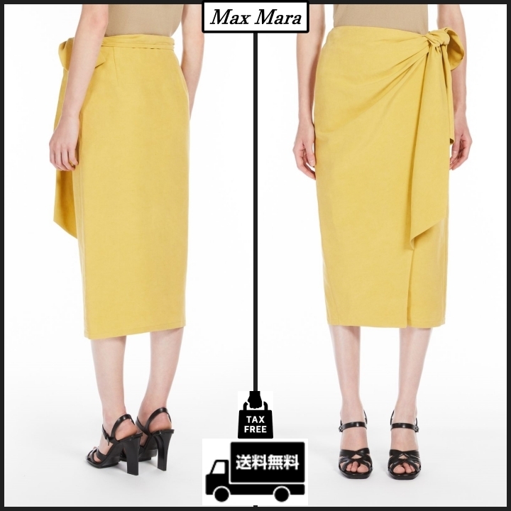 【MAX MARA】[テキーラ] リネン シルク ツイル ペンシルスカート