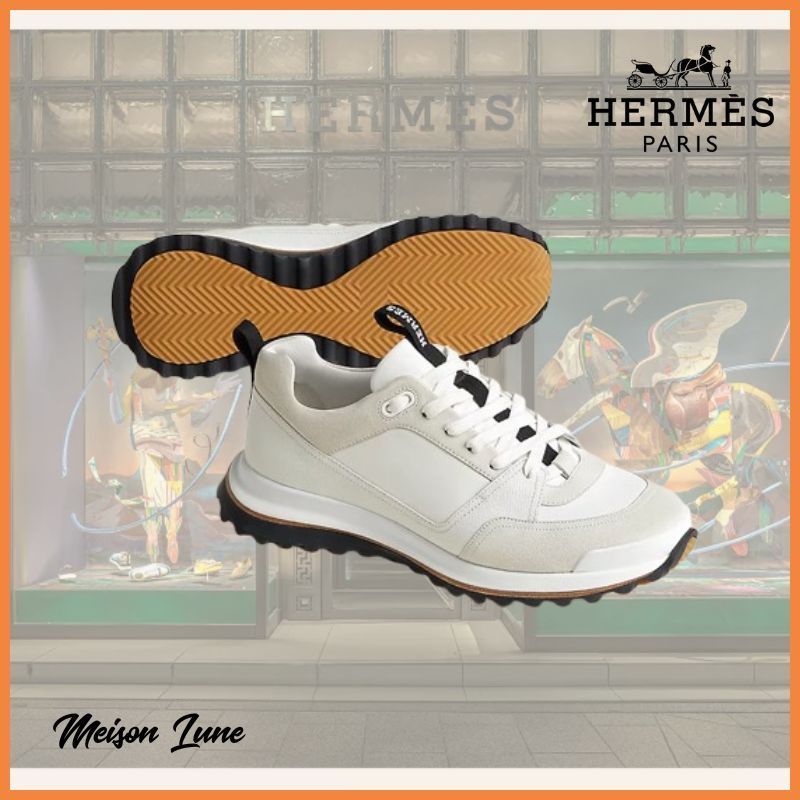 【落ち着いた配色が◎】HERMES ミックスレザースニーカー