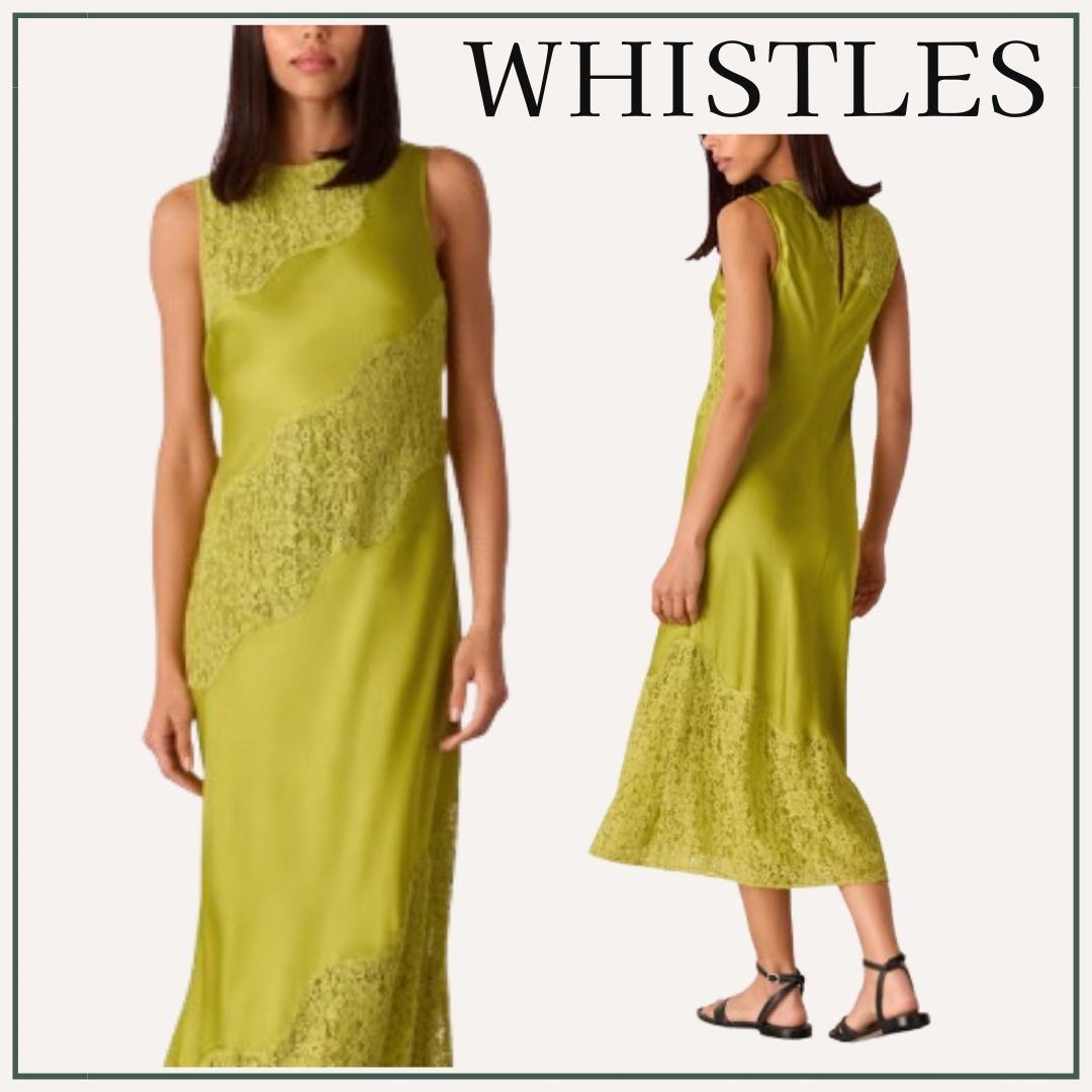 【大人カジュアル】WHISTLES / レースインサート ミディドレス