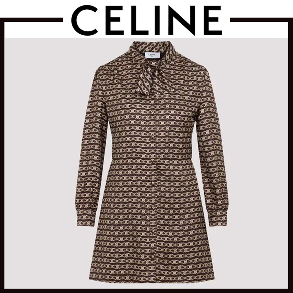 【VIP価格&関税込】CELINE シグネチャー シルク ワンピース