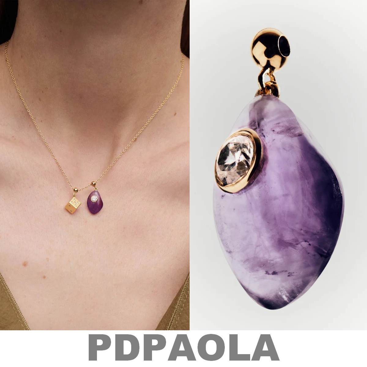 【LB掲載】限定◆PDPAOLA アメジストチャームネックレス◆PU