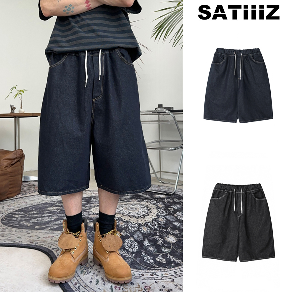 【SATIIIZ】Depor Patch Bermuda Denim Pants