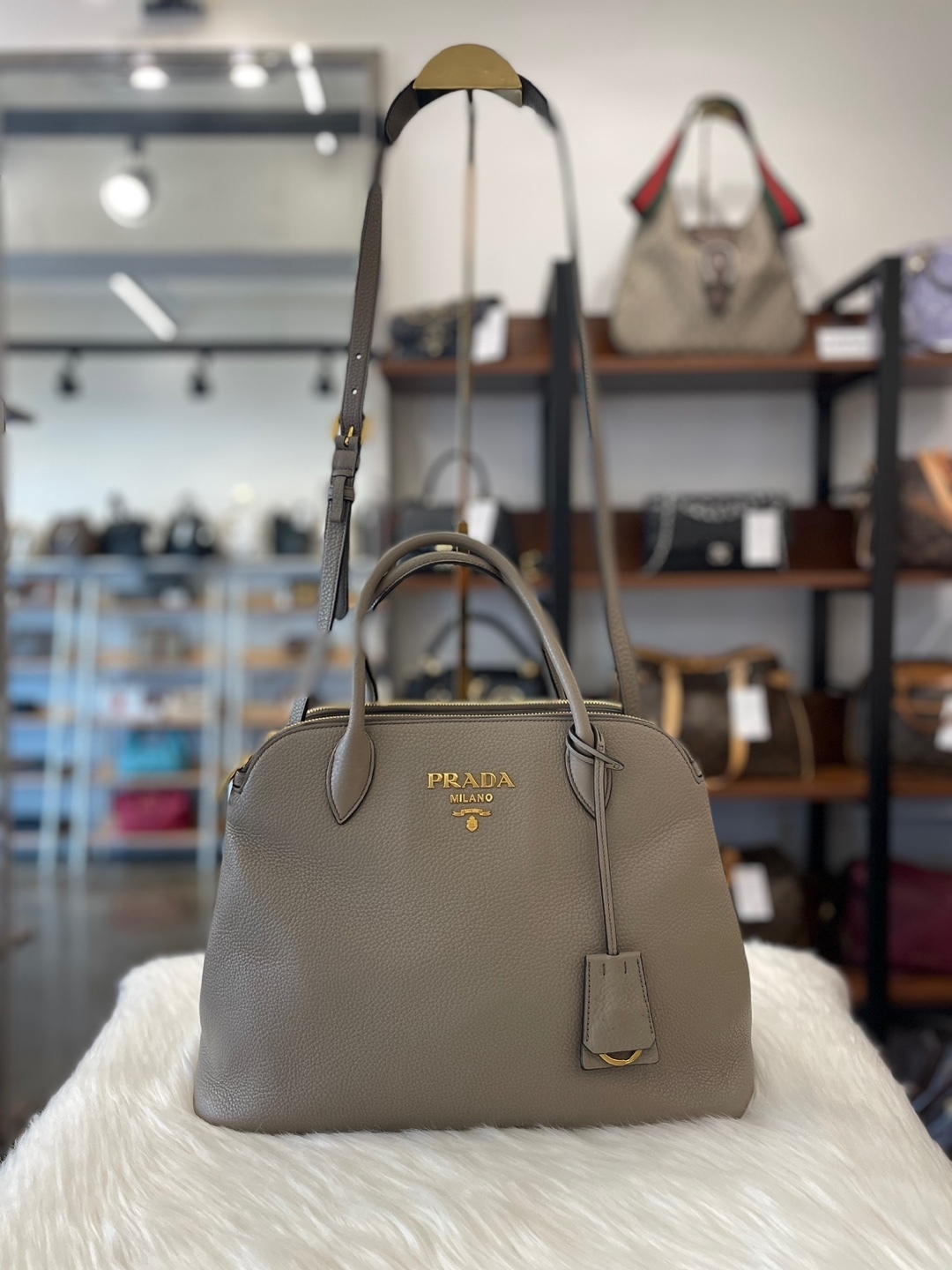 ヴィンテージ☆プラダ☆PRADA☆トートバッグライトグレー