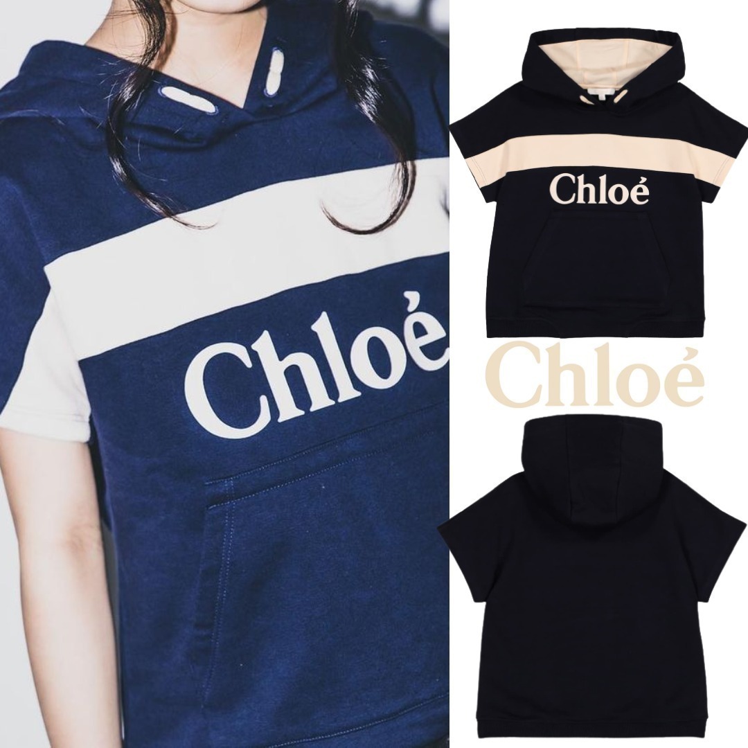 即納★ChloeKids★Y10/140cm在庫一点 ロゴコットン混パーカー