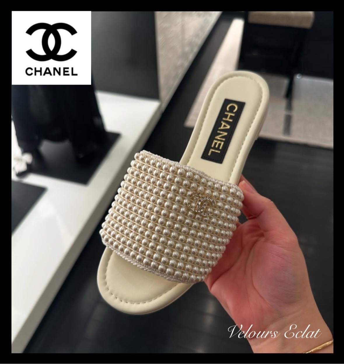 パールで煌びやかな足元に☆【CHANEL】サンダル
