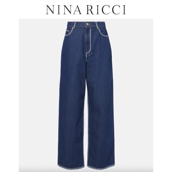 関税,送料無料 Nina Ricci デニムワイドパンツ
