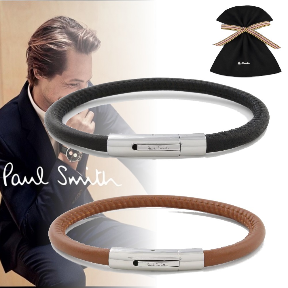 【Paul Smith】So Cool！ロゴクラスプ レザーブレスレット