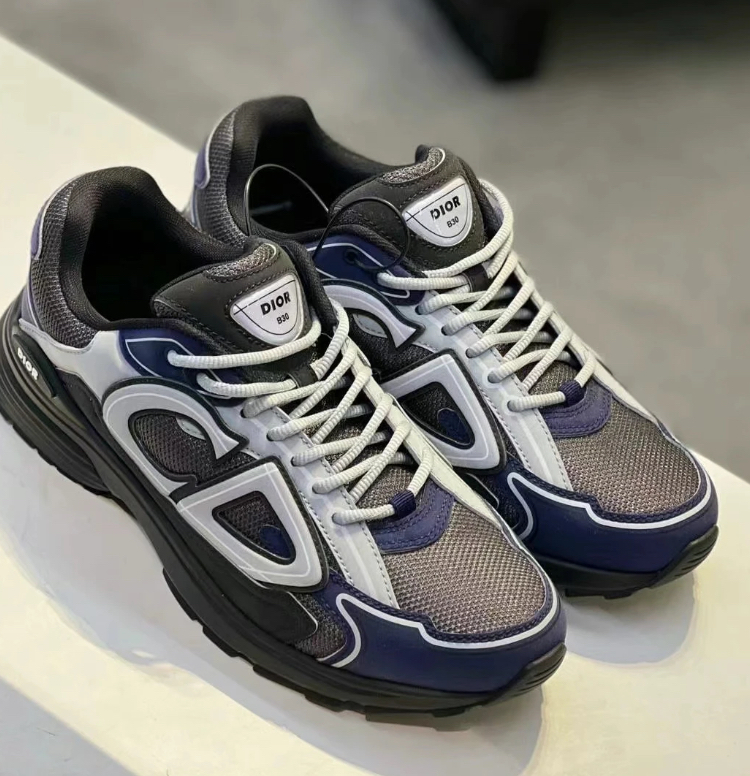 Dior《B30 カウントダウンスニーカー》グレー/青/黒 ロゴ 直営店