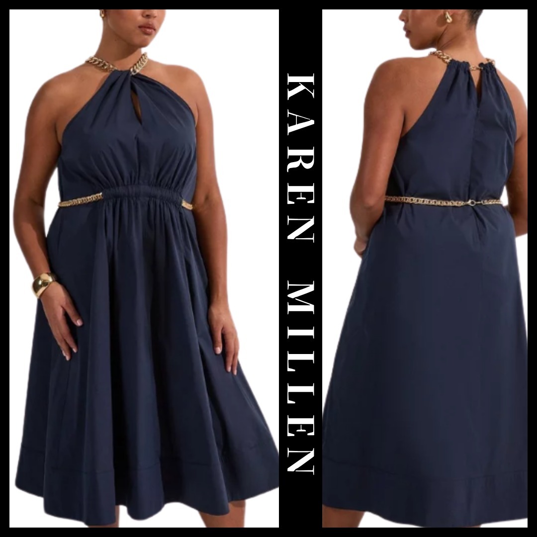 KAREN MILLEN日本未入荷ドレスチェーンホルターマキシドレス