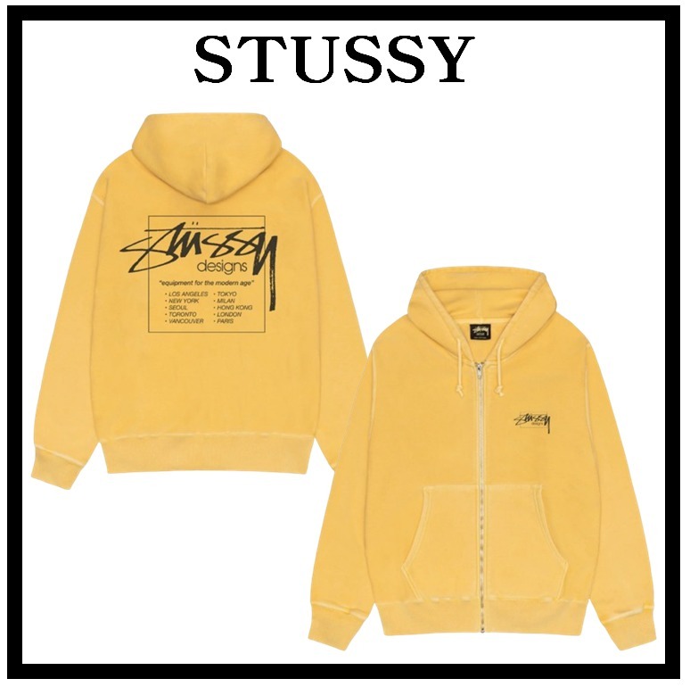 ★関税込★Stussy★MODERN AGE PIGMENT DYED ZIP HOODIE★YELLOW