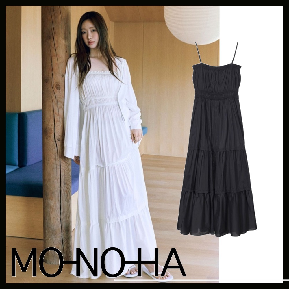 【韓国ブランド】MONOHA：Lightweight cotton tiered maxidress