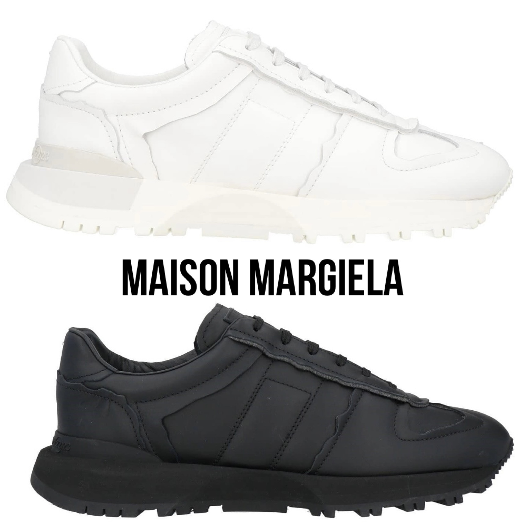送料関税込☆MAISON MARGIELA ロゴ レザー チャンキースニーカー