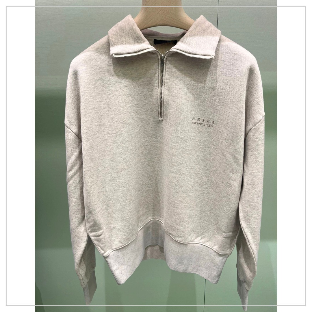 PRADA◆コットン ハーフジップ ポロシャツ トレーナー 長袖 ロゴ