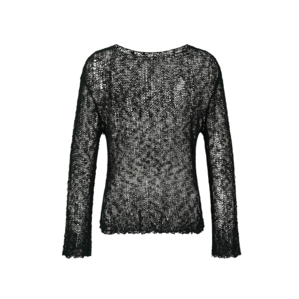 ★LECYTO★ Destroyed Mesh Long SleeveBlack