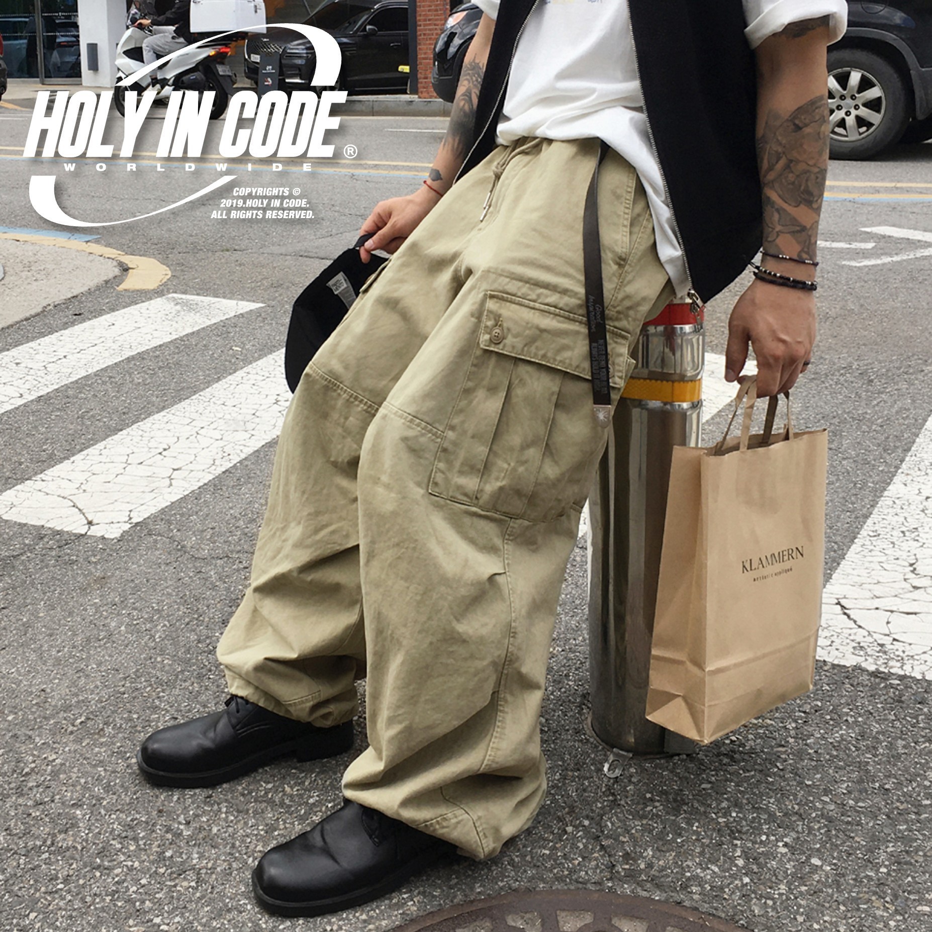 カーゴパンツ No.1305 washed cago wide PT (3color)