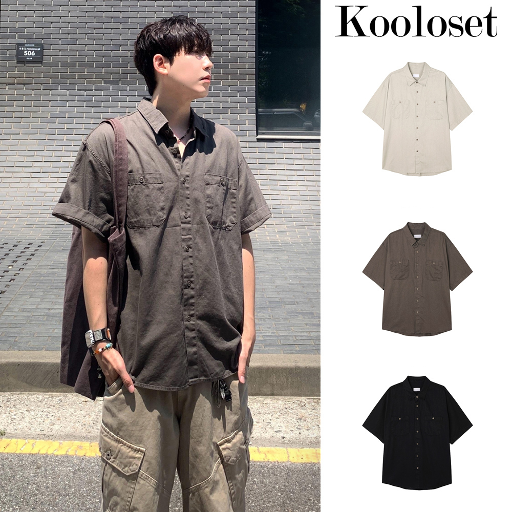 【KOOLOSET】Cation Two Pocket Half Shirt