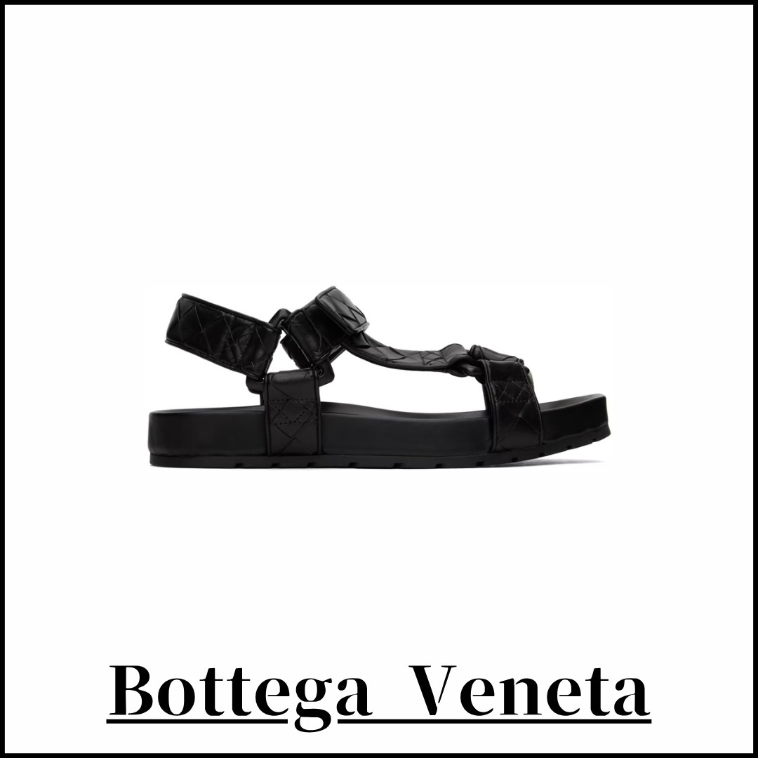 関税込【Bottega Veneta】ブラック Trip サンダル