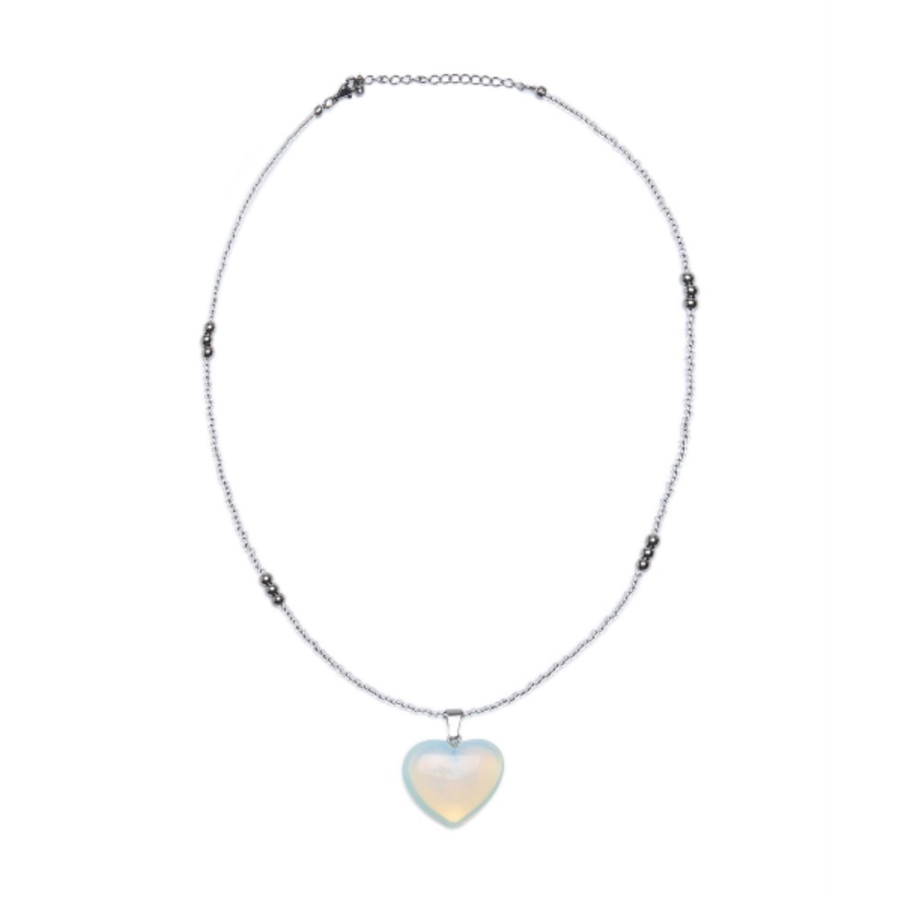★LECYTO★ Heartline Stone Beads NecklaceSky Blue