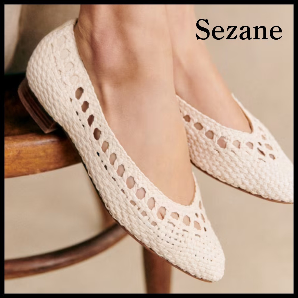 【SEZANE】パリ発！大人気上質レザー繊細編み込みバレエシューズ