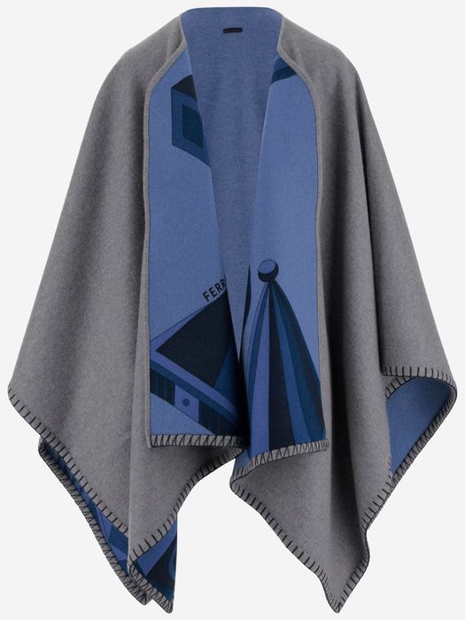 ポンチョ・ケープ Ferragamo Nadir Print Reversible Cape In Cah