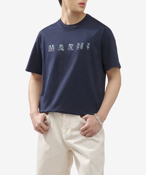 【関税込】 ロゴ半袖Tシャツ - ブルーブラック
