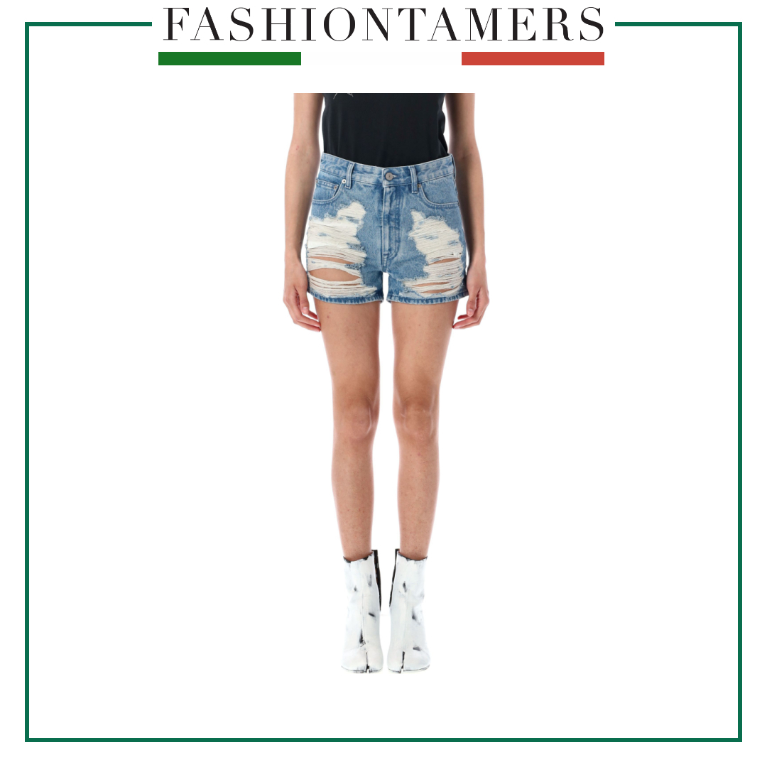 ショートパンツ MM6 Maison Margiela S62MU0069M30018 Shorts Ripped denim