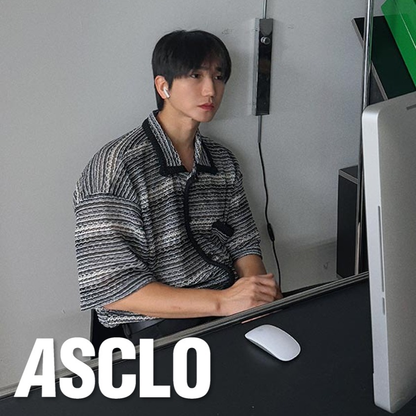 ニット・セーター ASCLO Wave Short Sleeve Knit Shirt (2color)