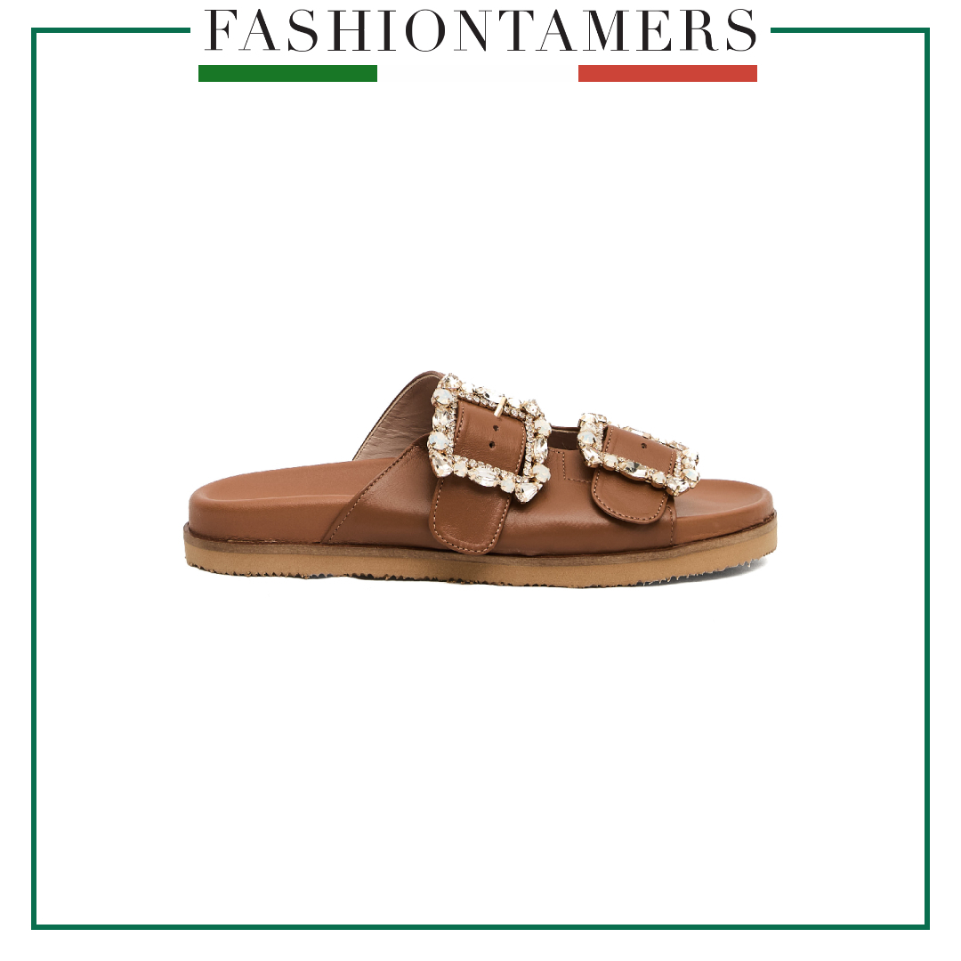 サンダル・ミュール PAOLA FIORENZA FSB2501 Sandals Ciabatta Pelle Cuoio Fibbie